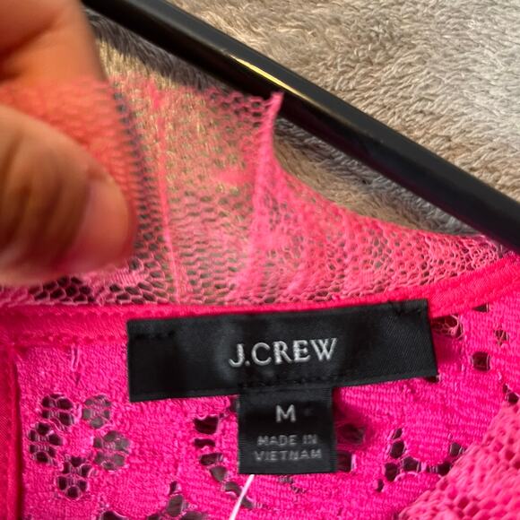 J. Crew Lace Top Tulle Ruffle Sz Medium Soft Fuchsia Pink Lace Romantic New - Picture 9 of 9